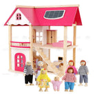 Boo&Bub Kids Pretend Play Toys Pink Wooden Dollhouse Wooden Dolls House Toys for Girls Princess Furniture set - Boo & Bub