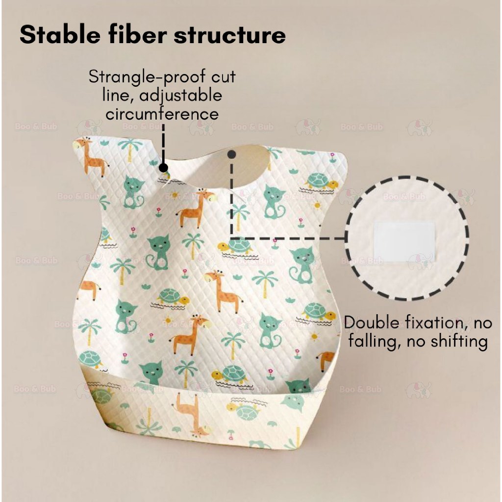 Boo&Bub Baby Disposable Bib Baby Waterproof baby bib Travel Bib disposable baby bib individual packed Lapik Makan 一次性围兜 - Boo & Bub