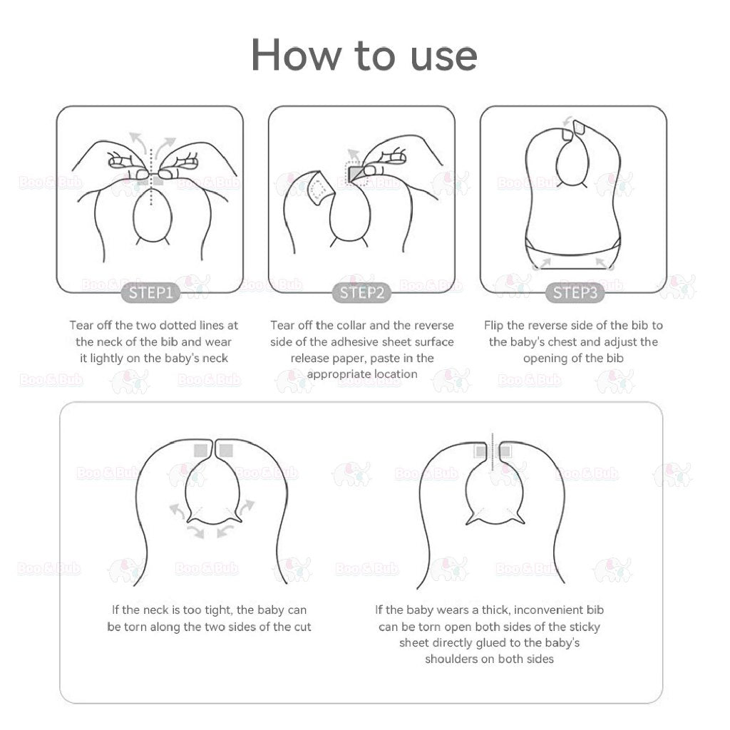 Boo&Bub Baby Disposable Bib Baby Waterproof baby bib Travel Bib disposable baby bib individual packed Lapik Makan 一次性围兜 - Boo & Bub