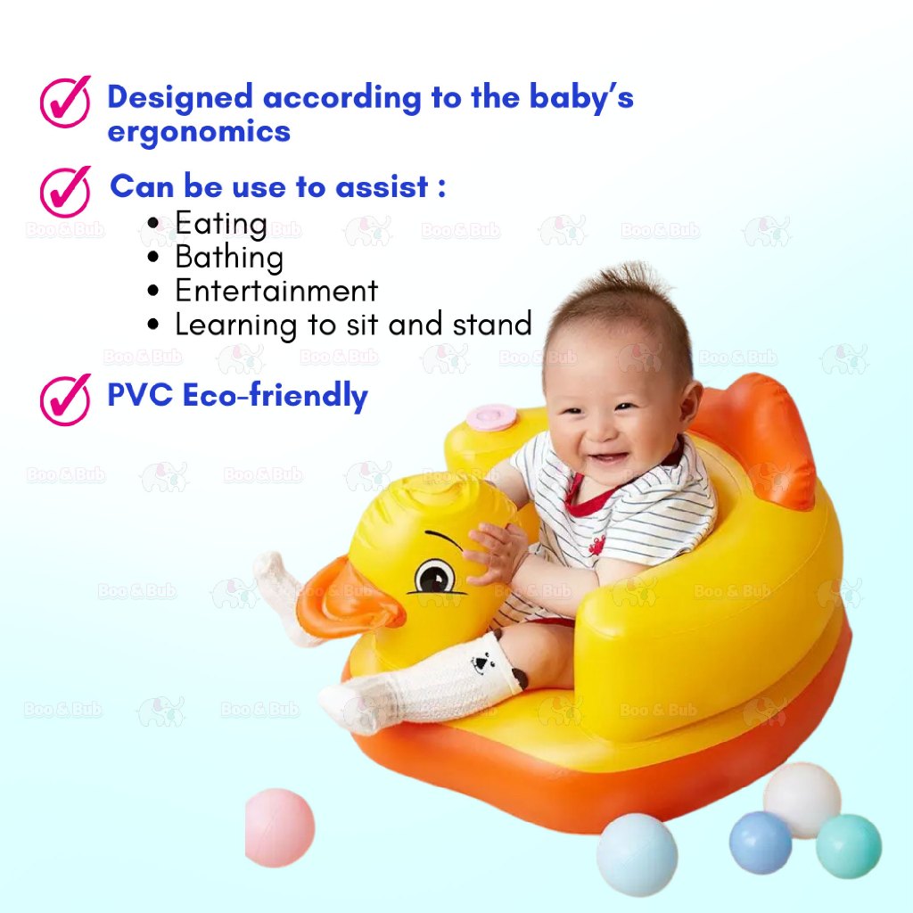 Boo&Bub Baby Inflatable Chair Kerusi Baby Bath Seat Training Chair Portable Baby Chair Inflatable Sofa Baby Dining Chair - Boo & Bub