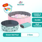 Boo&Bub Kids Ocean Ball Pit Pool | Foldable Indoor Ball Pool Playpen Fence Macaron Ocean Balls Kolam Bola Children Baby - Boo & Bub