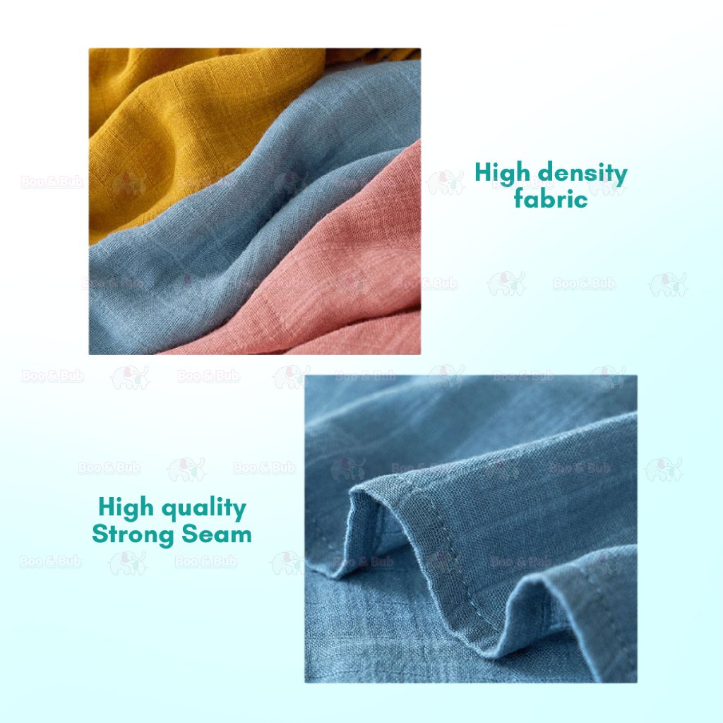 Boo&Bub Plain Color Bamboo Muslin Blanket Baby Swaddle Newborn Wrap Kain Bedung Kain Selimut Napkin Lampin - Boo & Bub