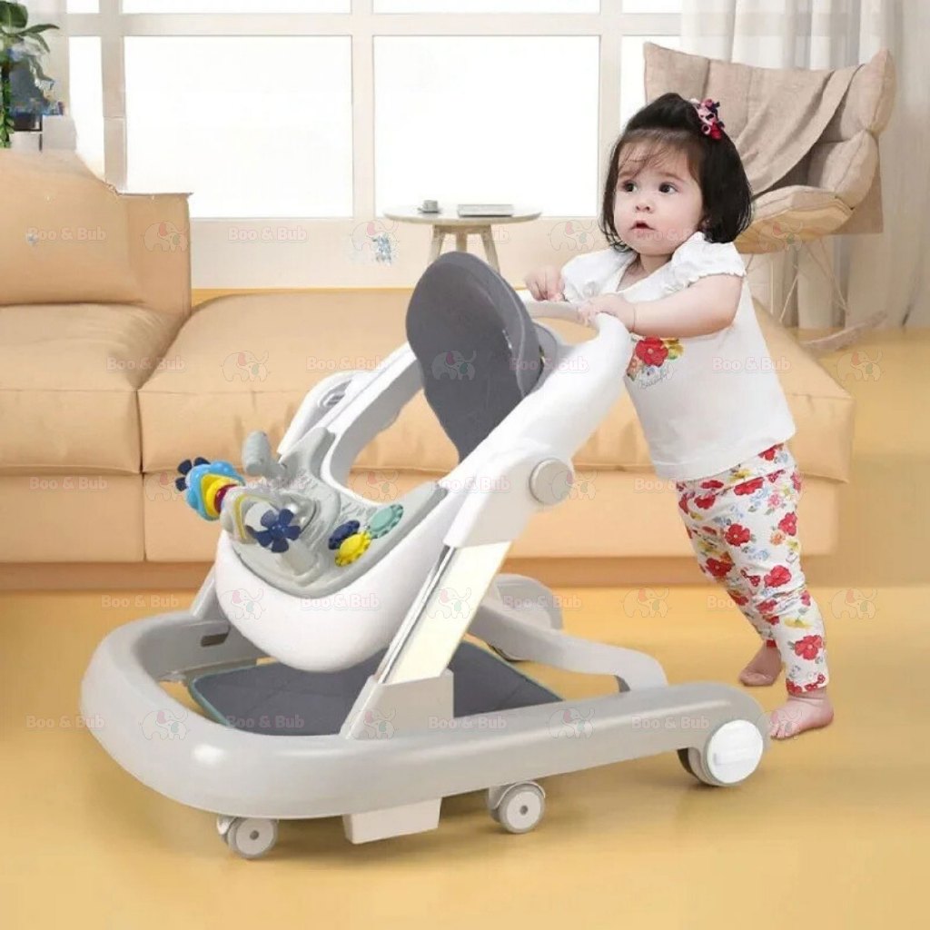 Boo&Bub 3in1 Baby Walker infant Learning Walking Car With Music Foldable Toddler Four Wheels Trolley Walk Assistance - Boo & Bub