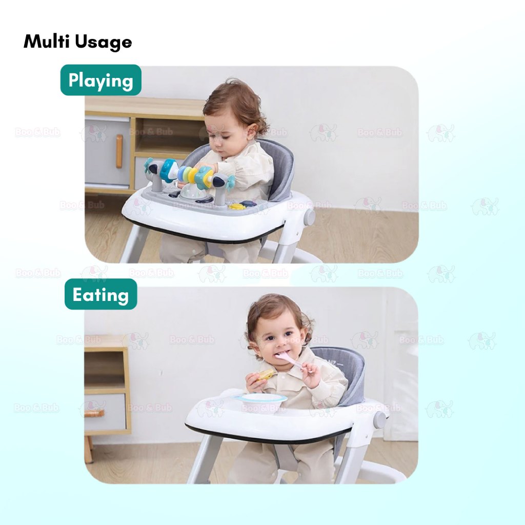 Boo&Bub 3in1 Baby Walker infant Learning Walking Car With Music Foldable Toddler Four Wheels Trolley Walk Assistance - Boo & Bub