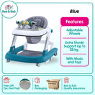 Boo&Bub 3in1 Baby Walker infant Learning Walking Car With Music Foldable Toddler Four Wheels Trolley Walk Assistance - Boo & Bub