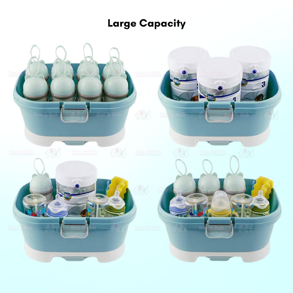 Boo&Bub Drying Rack Storage with Cover Large Portable Nursing Bottle Storage Box Organizer Bottle Rack Holder for Baby - Boo & Bub