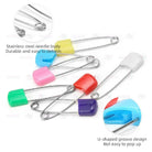 Boo&Bub 10Pcs Plastic Head Safety Pins Baby Kids Cloth Nappy Locking Brooch Buckles Colorful Needle Pins - Boo & Bub