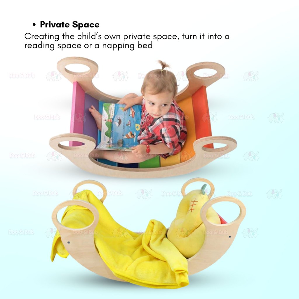 Boo&Bub Rainbow Arch Rocker Waldorf Wooden Rocking Play Balance Board Montessori Kid Climbing Papan Imbangan - Boo & Bub