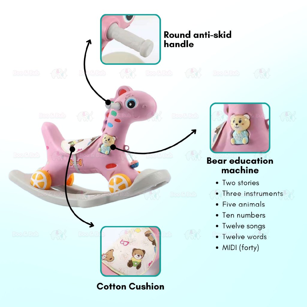 Boo&Bub Rocking Horse Musical Rocking Ride On Car Roller Educational toys - Boo & Bub