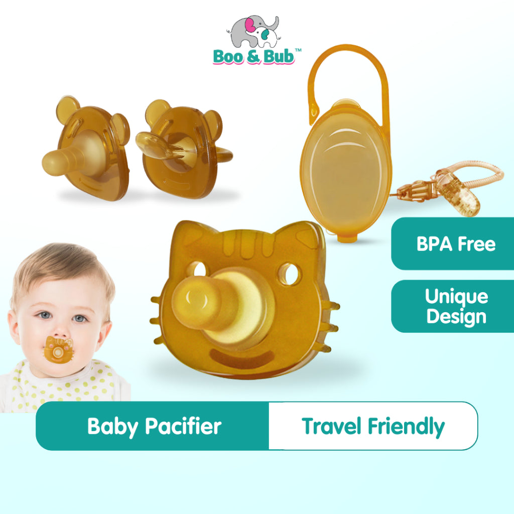 Boo&Bub 3 In 1 Portable Baby Pacifier Set Anti-drop Chain Nipple Box Silicone Teether Infant Newborn Holder - Boo & Bub