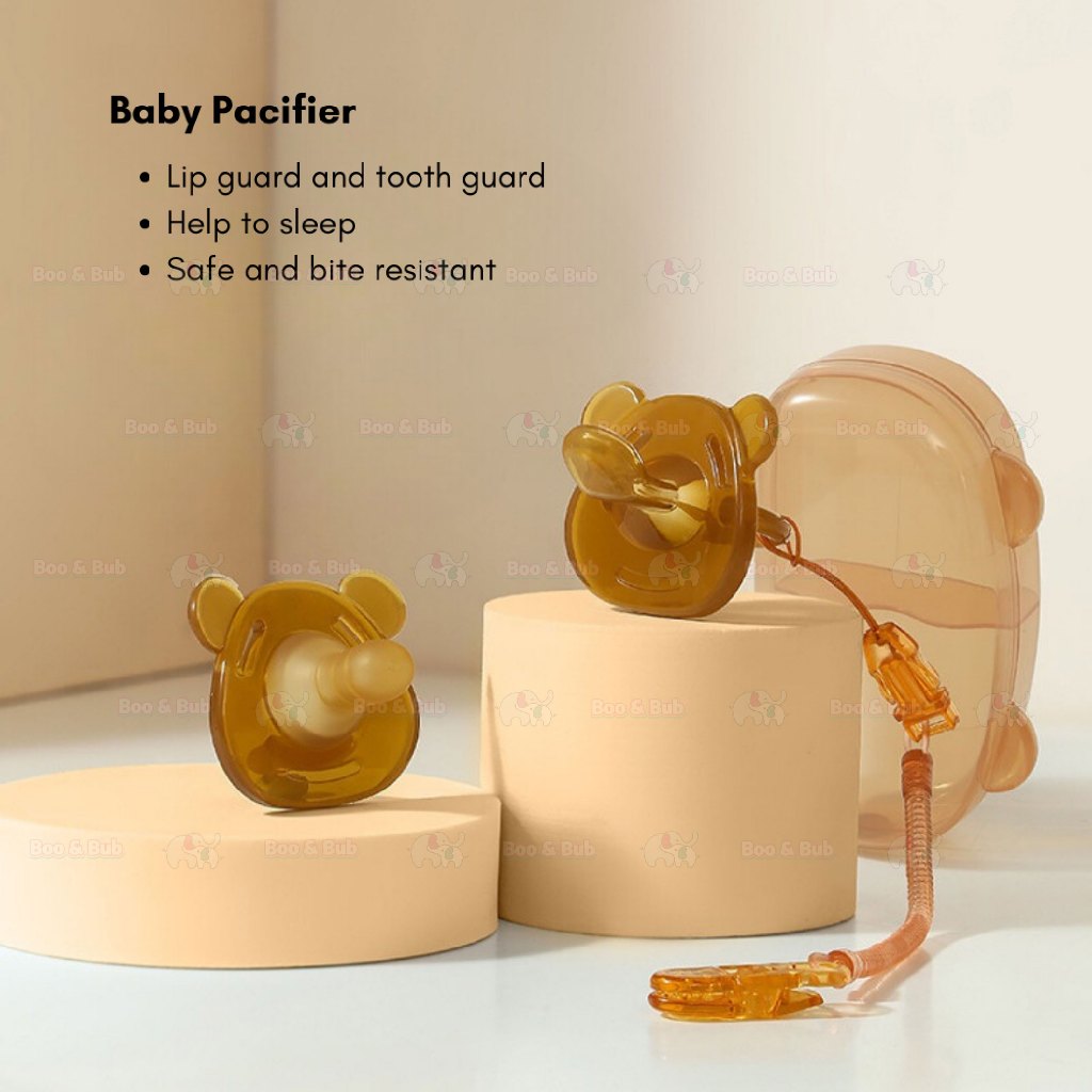 Boo&Bub 3 In 1 Portable Baby Pacifier Set Anti-drop Chain Nipple Box Silicone Teether Infant Newborn Holder - Boo & Bub