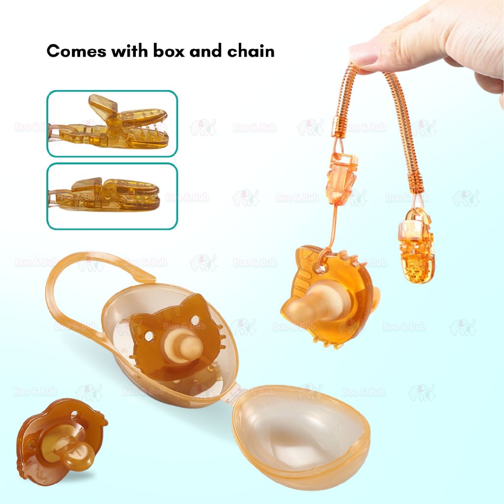 Boo&Bub 3 In 1 Portable Baby Pacifier Set Anti-drop Chain Nipple Box Silicone Teether Infant Newborn Holder - Boo & Bub