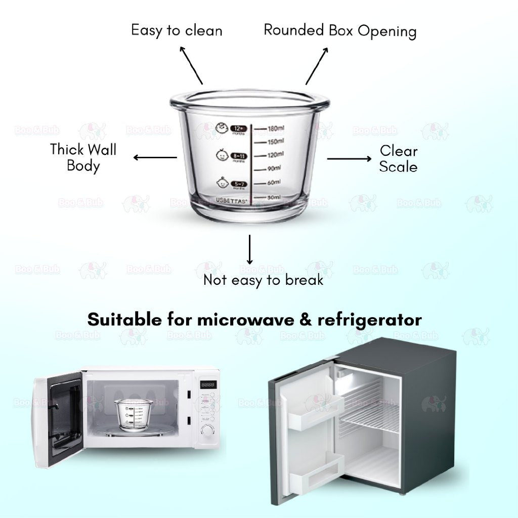 Boo&Bub Children's Complementary Food Bowls Children's Transparent Lunch Boxes Baby Glass Food Storage Containers - Boo & Bub