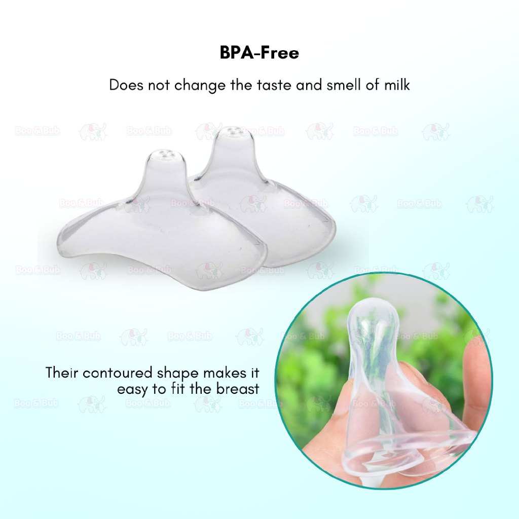 Boo&Bub 2pcs Natural Fit Silicone Nipple Shield Breastfeeding Nipple Protector Free Storage Box Pelindung Puting - Boo & Bub