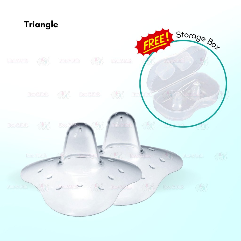 Boo&Bub 2pcs Natural Fit Silicone Nipple Shield Breastfeeding Nipple Protector Free Storage Box Pelindung Puting - Boo & Bub