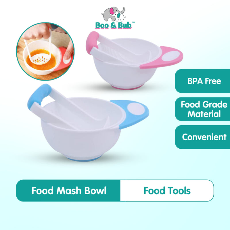 Boo&Bub Baby Grinding Bowl Manual Kids Feeding Bowl Vegetable Fruit Infant Food Masher Set Food Bowl