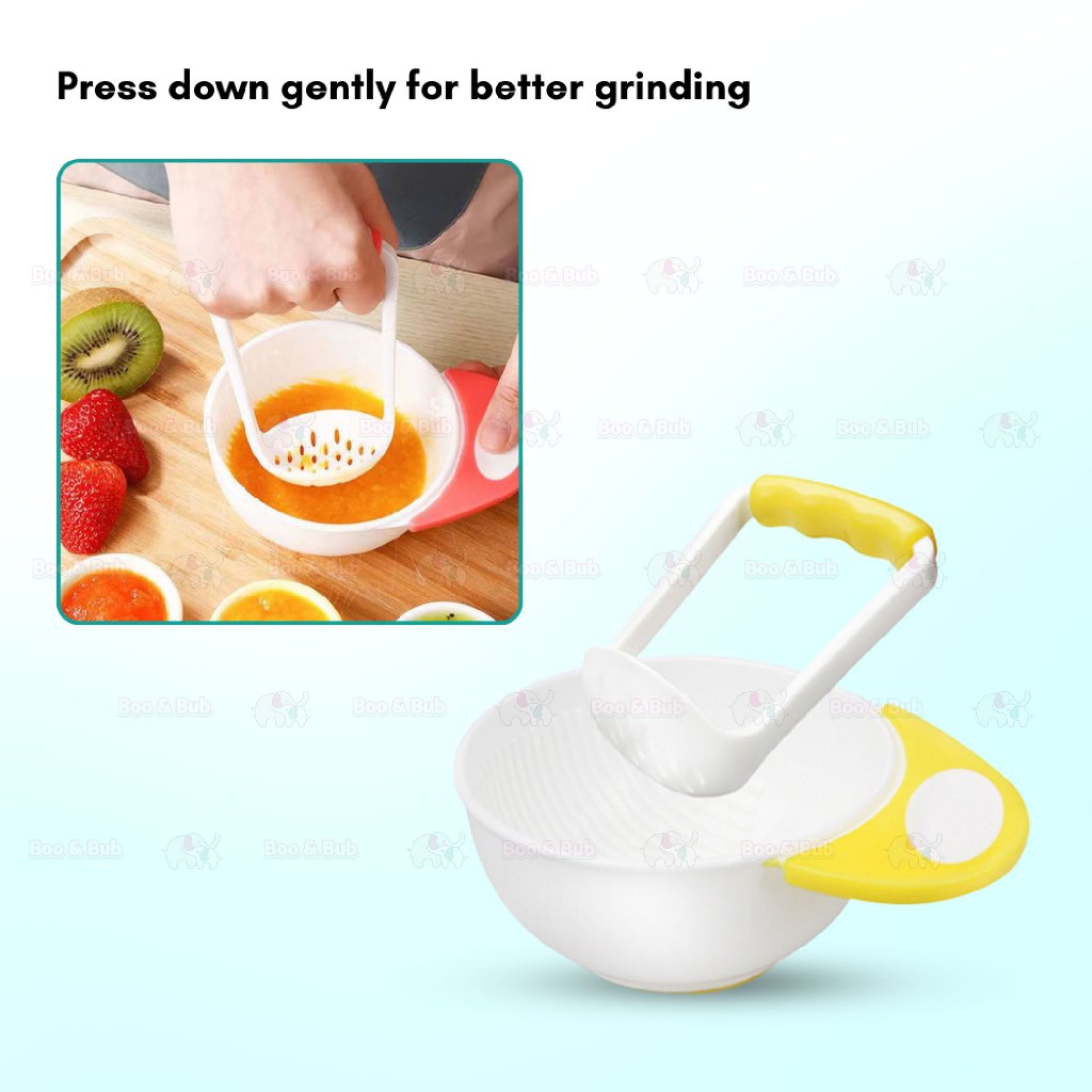 Boo&Bub Baby Grinding Bowl Manual Kids Feeding Bowl Vegetable Fruit Infant Food Masher Set Food Bowl - Boo & Bub