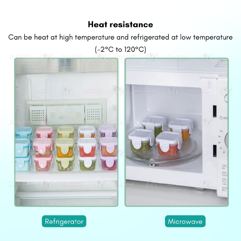 Boo&Bub 4Pcs 60ml Baby Food Container Milk Powder Container Infant Storage Portable Freezer Food Cup - Boo & Bub