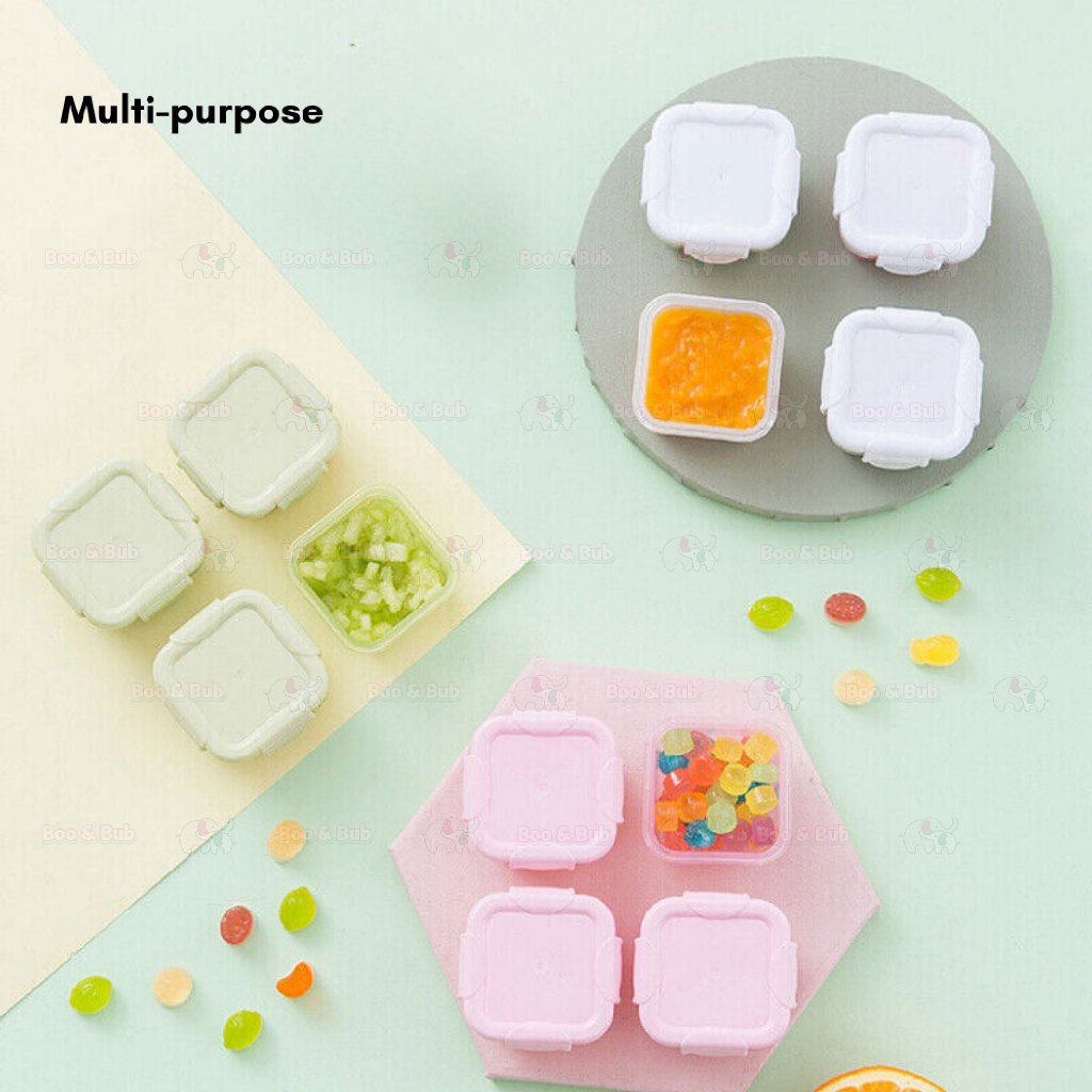 Boo&Bub 4Pcs 60ml Baby Food Container Milk Powder Container Infant Storage Portable Freezer Food Cup - Boo & Bub