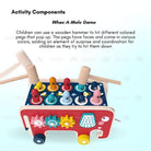 Boo&Bub Wooden Hammer Toys Whack a Mole Game for Kid Pounding Bench Wooden Early Learning Educational Montessori Toys - Boo & Bub