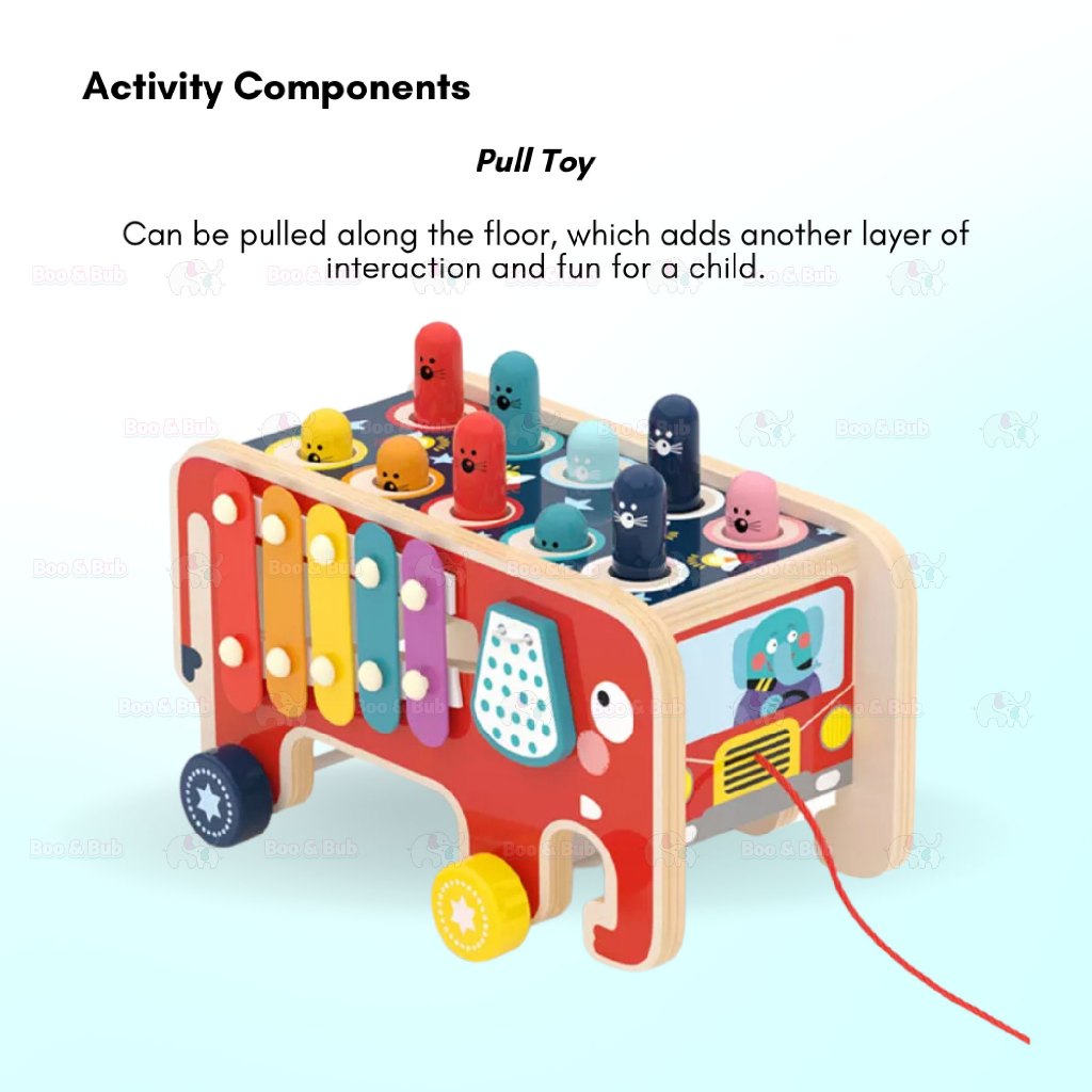 Boo&Bub Wooden Hammer Toys Whack a Mole Game for Kid Pounding Bench Wooden Early Learning Educational Montessori Toys - Boo & Bub