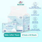 Boo&Bub Cloud Touch Ultra Soft Baby Tissue Moisturizing Lotion Tissue (40's x 8 packs) Facial tissues for delicate skin - Boo & Bub