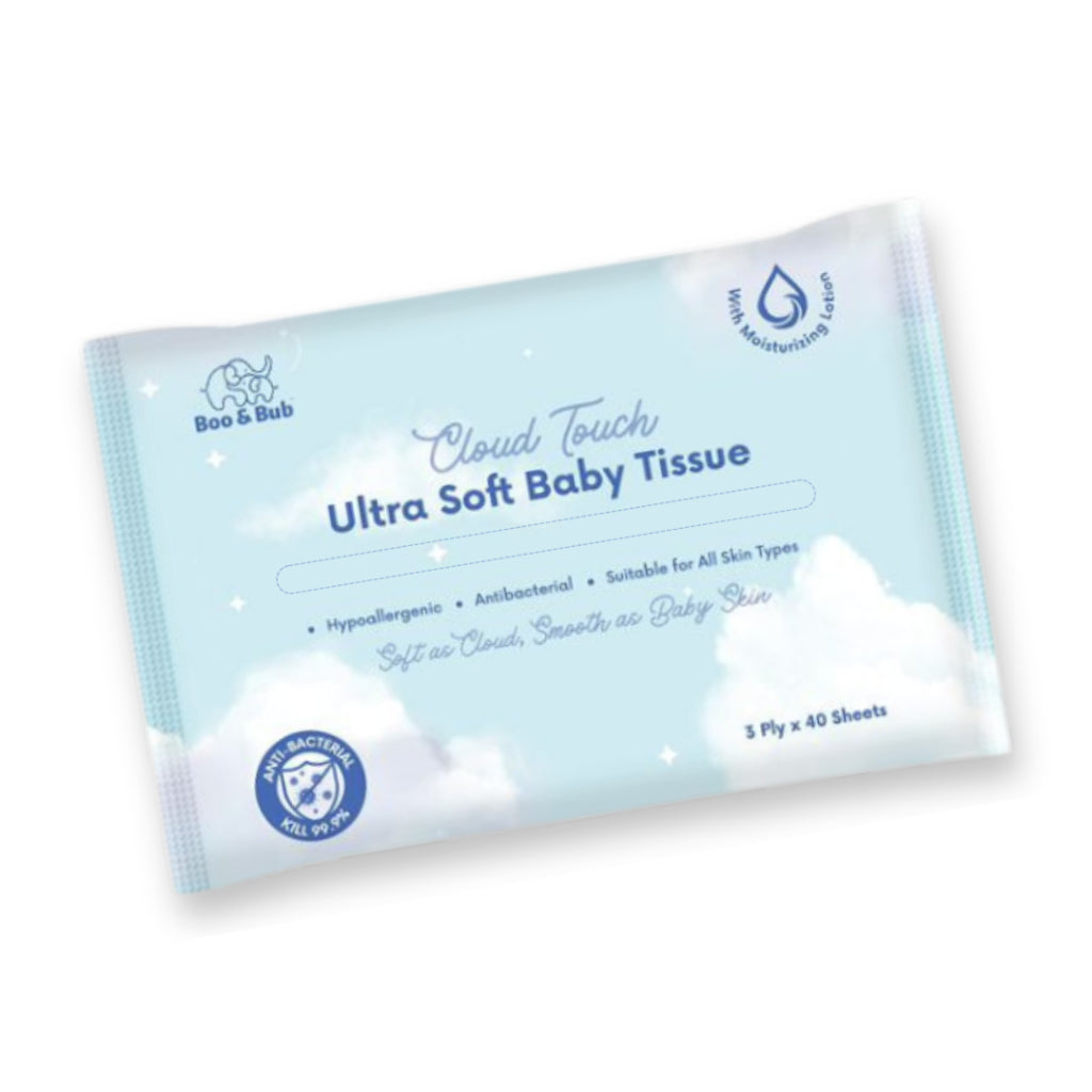 Boo&Bub Cloud Touch Ultra Soft Baby Tissue Moisturizing Lotion Tissue (40's x 8 packs) Facial tissues for delicate skin - Boo & Bub