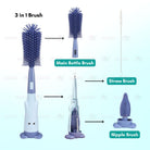 Boo&Bub 3in1 Cleaning Brush | Baby Bottle Brush Set | Cup Cleaning Tool Water Bottle Cleaner - Boo & Bub