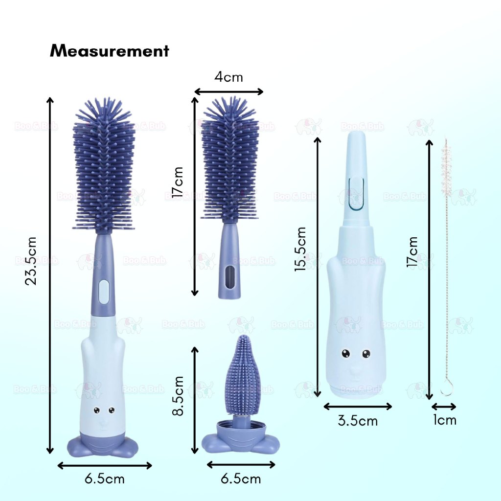 Boo&Bub 3in1 Cleaning Brush | Baby Bottle Brush Set | Cup Cleaning Tool Water Bottle Cleaner - Boo & Bub