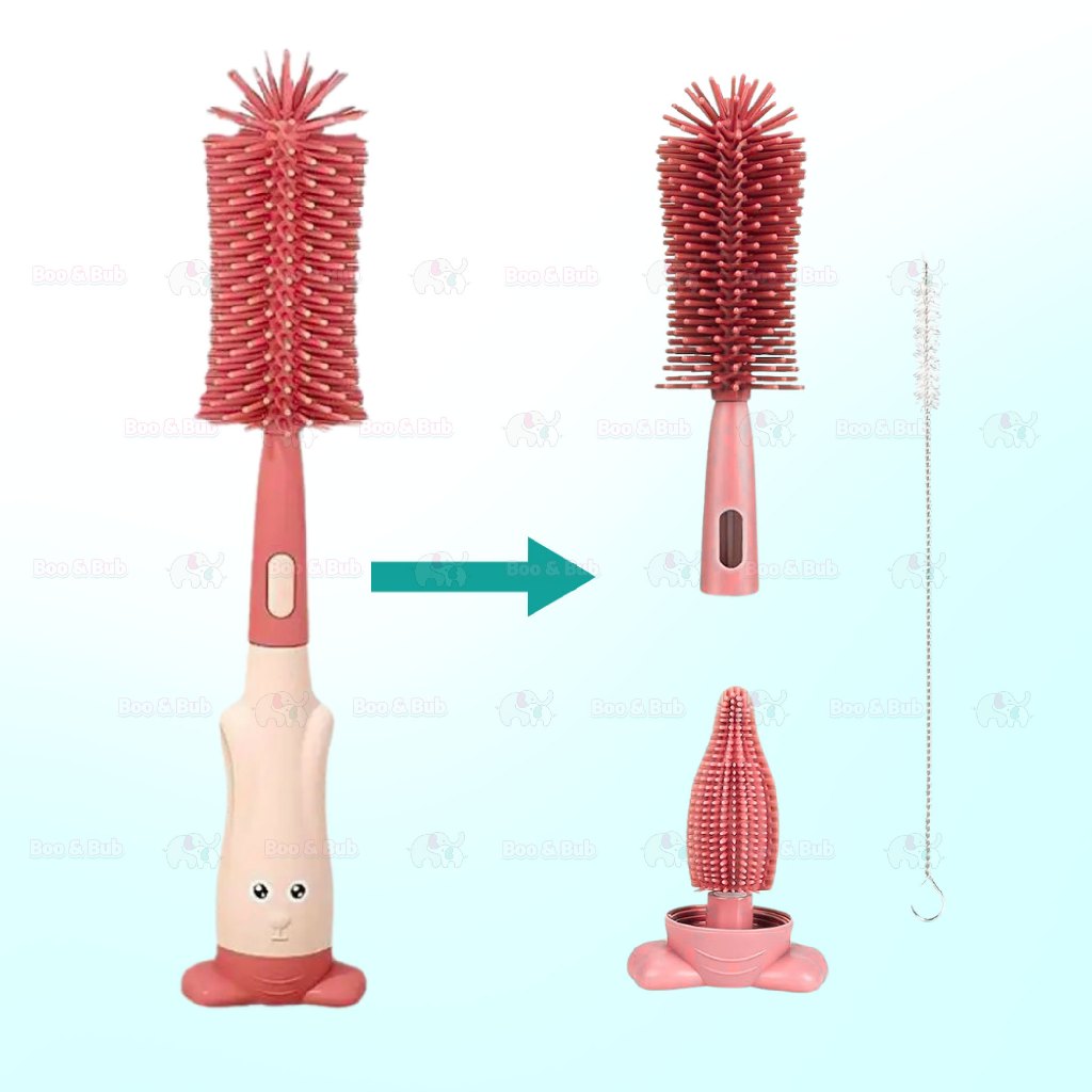 Boo&Bub 3in1 Cleaning Brush | Baby Bottle Brush Set | Cup Cleaning Tool Water Bottle Cleaner - Boo & Bub