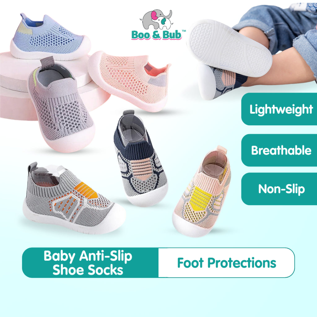 Boo&Bub Baby Shoes Toddler First Walking Shoes Non-Skid Infant Sneakers Breathable Knitted Mesh Boy & Girls Tennis Shoes - Boo & Bub