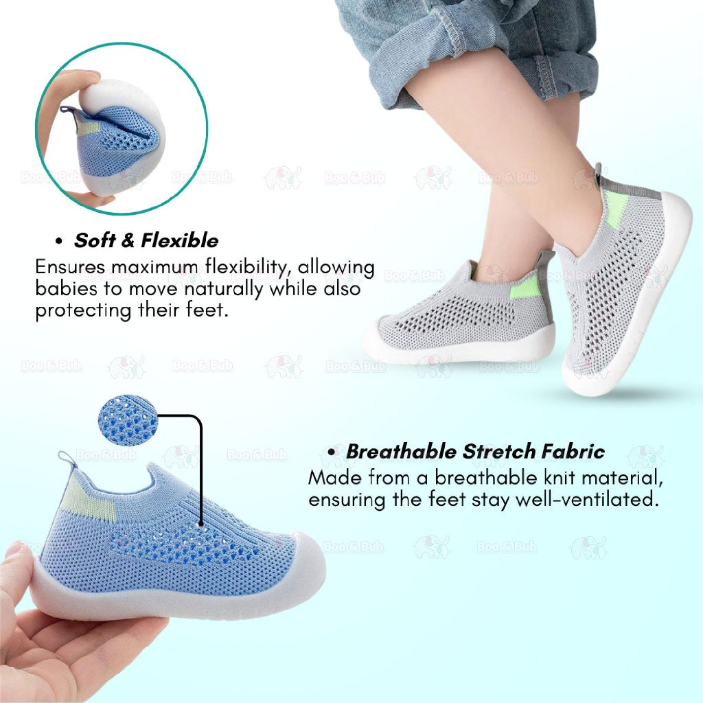 Boo&Bub Baby Shoes Toddler First Walking Shoes Non-Skid Infant Sneakers Breathable Knitted Mesh Boy & Girls Tennis Shoes - Boo & Bub