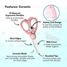 Boo and Bub Food Ceramic Scissor420 Stainless Steel Baby Food Multipurpose Scissors Portable Feeding Scissor - Boo & Bub