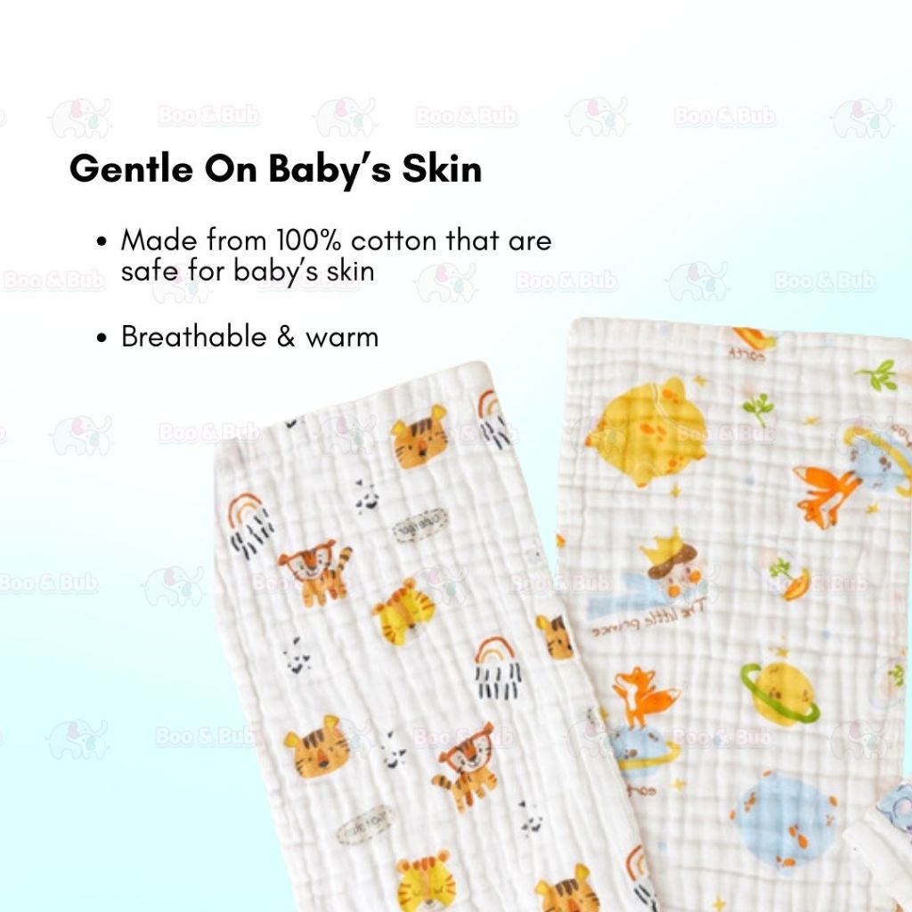 Boo and Bub Baby Burp Towel Cantik Baby Berkualiti High Absorbent High Density 50cmx25cm 6 Layer Sapu Tangan Bayi - Boo & Bub
