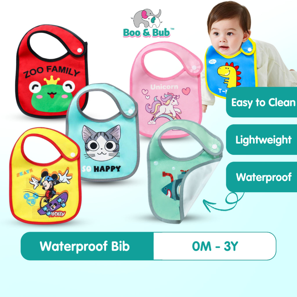 Boo&Bub Waterproof Bib Baby Food Bib Cloths Eating Accessories for Kids Accessory Burp Child Feeding - Boo & Bub