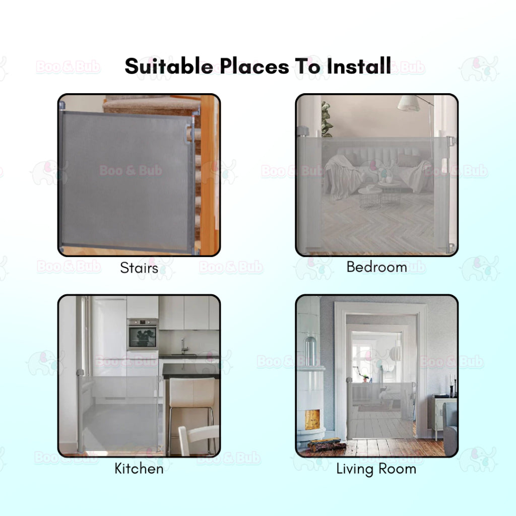 Boo and Bub Retractable Baby Gate Pagar Baby Safety Gate For Stairs Pagar Budak Baby Safety Murah baby door gate 护栏 - Boo & Bub