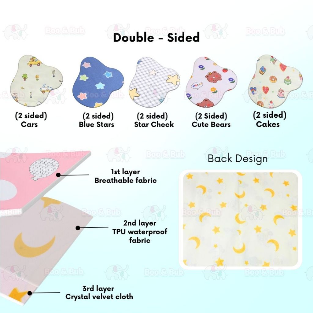 Boo&Bub Washable Baby Diaper Changing Mat Baby Urine Mat Waterproof Mattress Protector Pelapik tilam 婴儿隔尿垫成人 urine pad - Boo & Bub