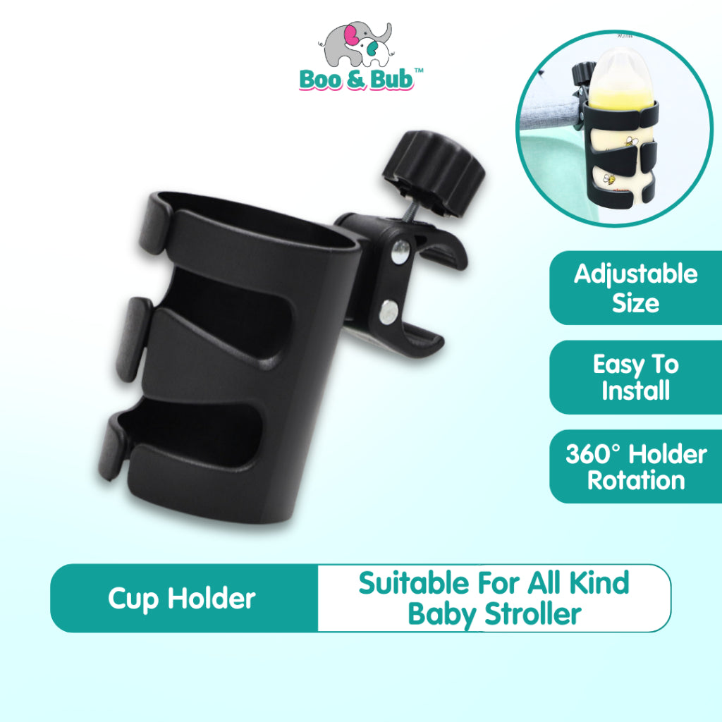 Boo and Bub Baby Stroller Cup Holder Adjustable 360 Rotate PP Material - Boo & Bub