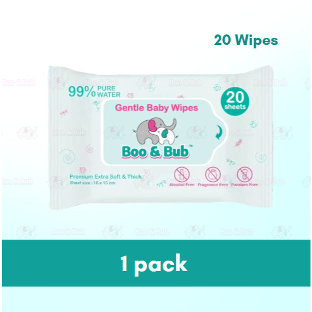 Boo&Bub 20pcs Premium Honey Comb Non alcohol BABY WIPES Baby wet wipe tisu basah baby tissue basah wet tisu baby 婴儿湿纸巾 - Boo & Bub