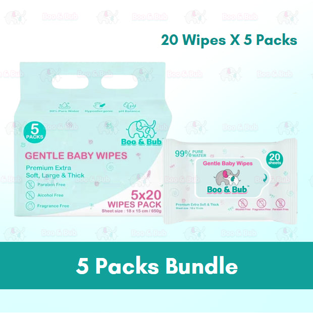 Boo&Bub 20pcs Premium Honey Comb Non alcohol BABY WIPES Baby wet wipe tisu basah baby tissue basah wet tisu baby 婴儿湿纸巾 - Boo & Bub
