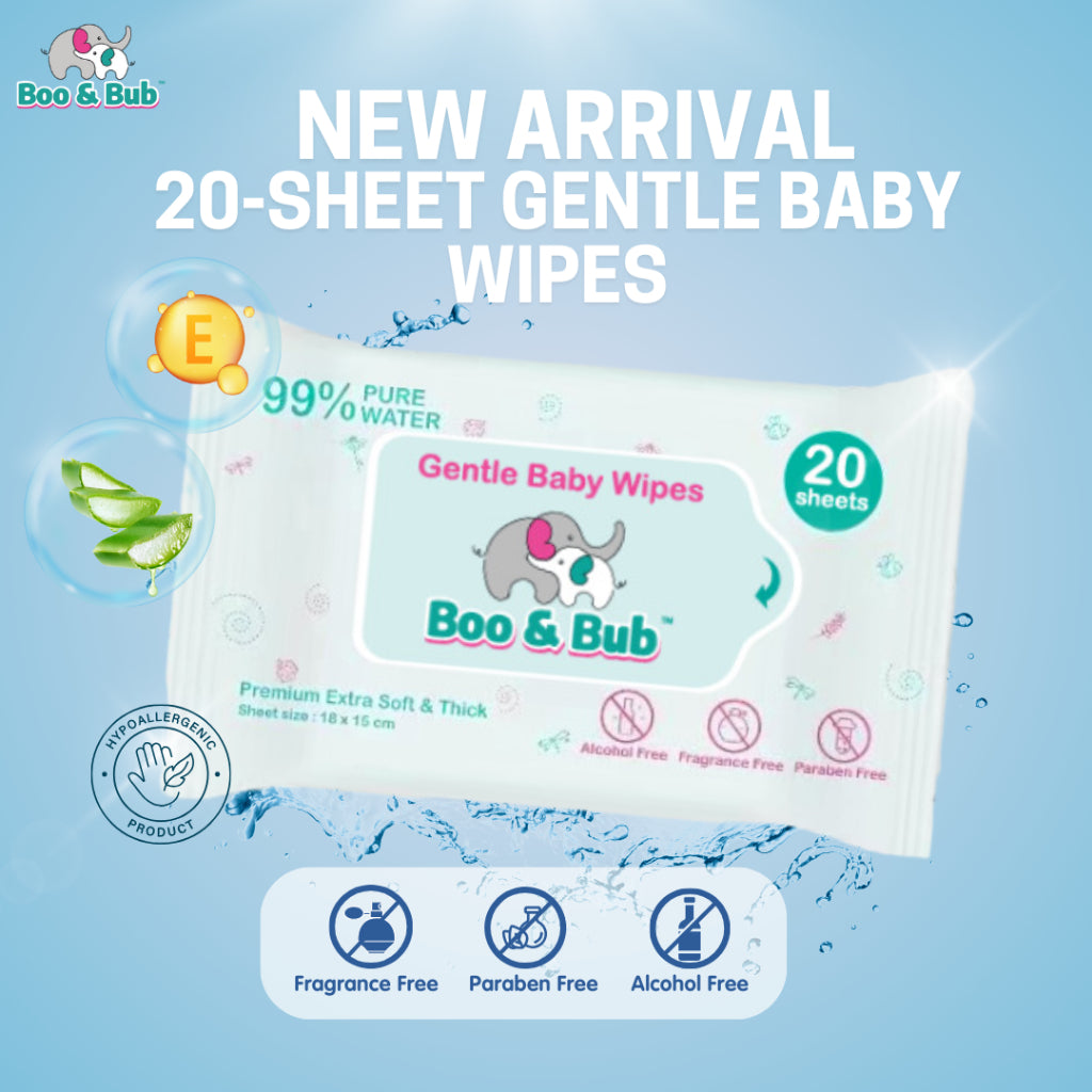 [Carton] Boo&Bub 20's x 30 packs Premium Non Alcohol Baby Wet Wipes Baby Wet Tissue Gentle Wipes Baby Wipes Tisu Basah - Boo & Bub