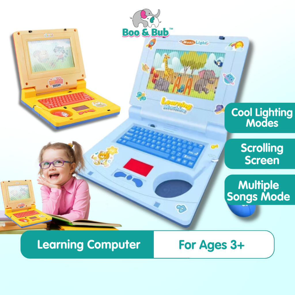 Boo & Bub Kids Laptop Computer with Mouse Learning Machine Early Learning Learner Pretend Play Toys Mainan Budak Belajar - Boo & Bub