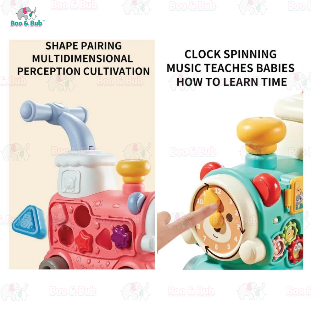 Boo and Bub 5 in1 Baby Walker Train  Ultimate Baby Walker Stand-to-Sit Trolley High Quality Kids Gift For Toddler Learn - Boo & Bub