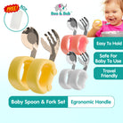 2pcs Silicone Baby Spoon and Fork Set Baby Infant Tableware Baby Training Spoon Fork Set Stainless Steel Feeding Spoon - Boo & Bub