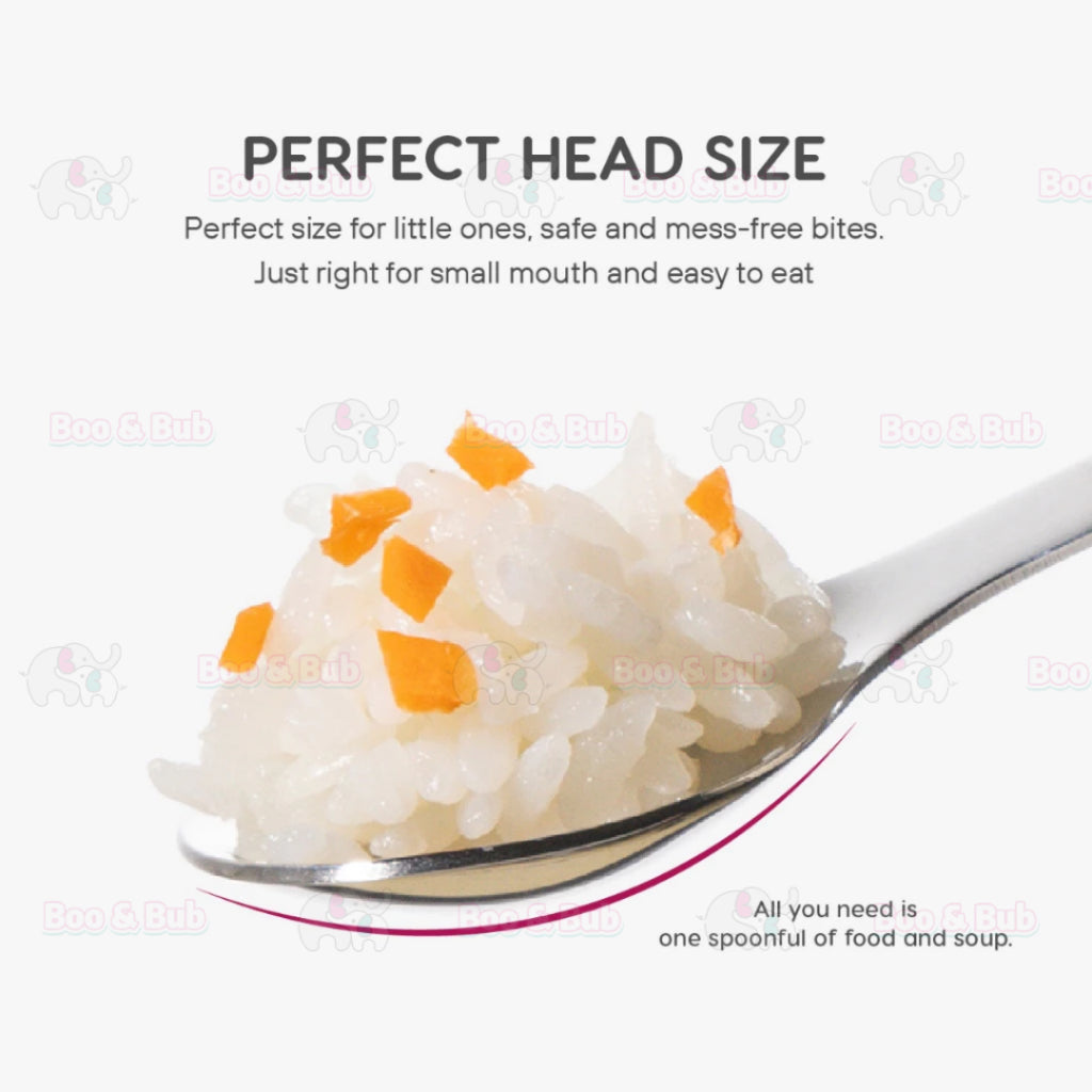 2pcs Silicone Baby Spoon and Fork Set Baby Infant Tableware Baby Training Spoon Fork Set Stainless Steel Feeding Spoon - Boo & Bub