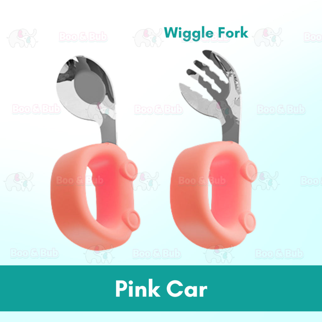 2pcs Silicone Baby Spoon and Fork Set Baby Infant Tableware Baby Training Spoon Fork Set Stainless Steel Feeding Spoon - Boo & Bub