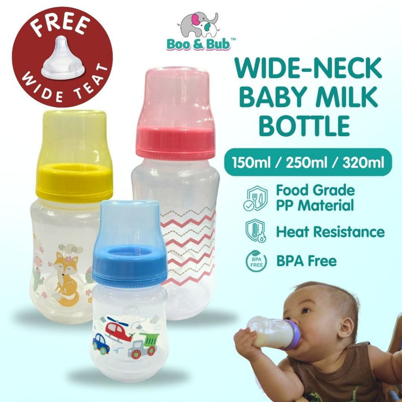 Boo&Bub Botol Susu PP Wide Neck Baby Bottle Baby Milk Bottle Feeding Bottle Nursing Bottle 150ml/250ml/320ml