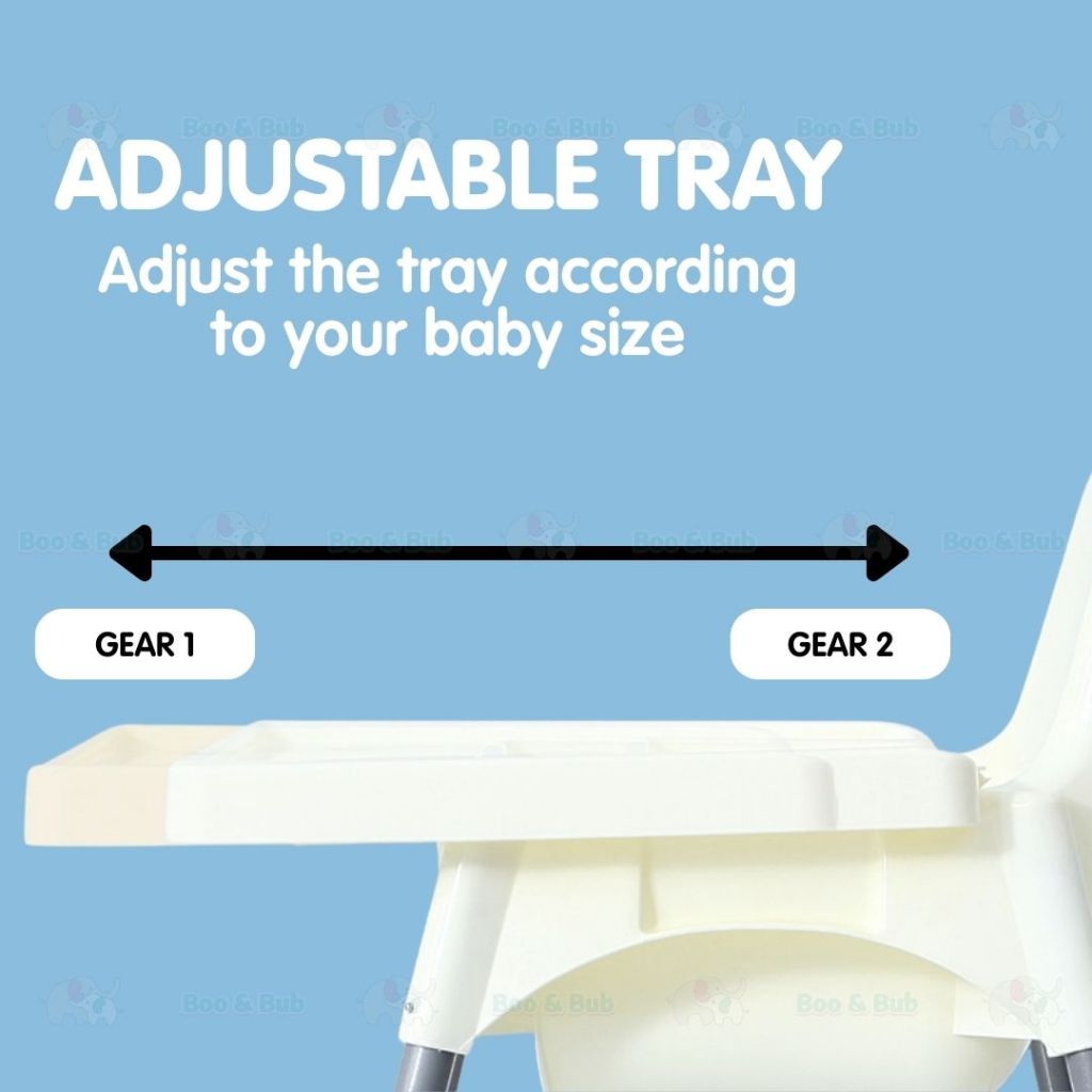 Boo&Bub 2 in 1 Baby Chair Height Adjustable Infant Baby High Chair With Safety Belt Cushion Baby Chair Dining Kerusi - Boo & Bub
