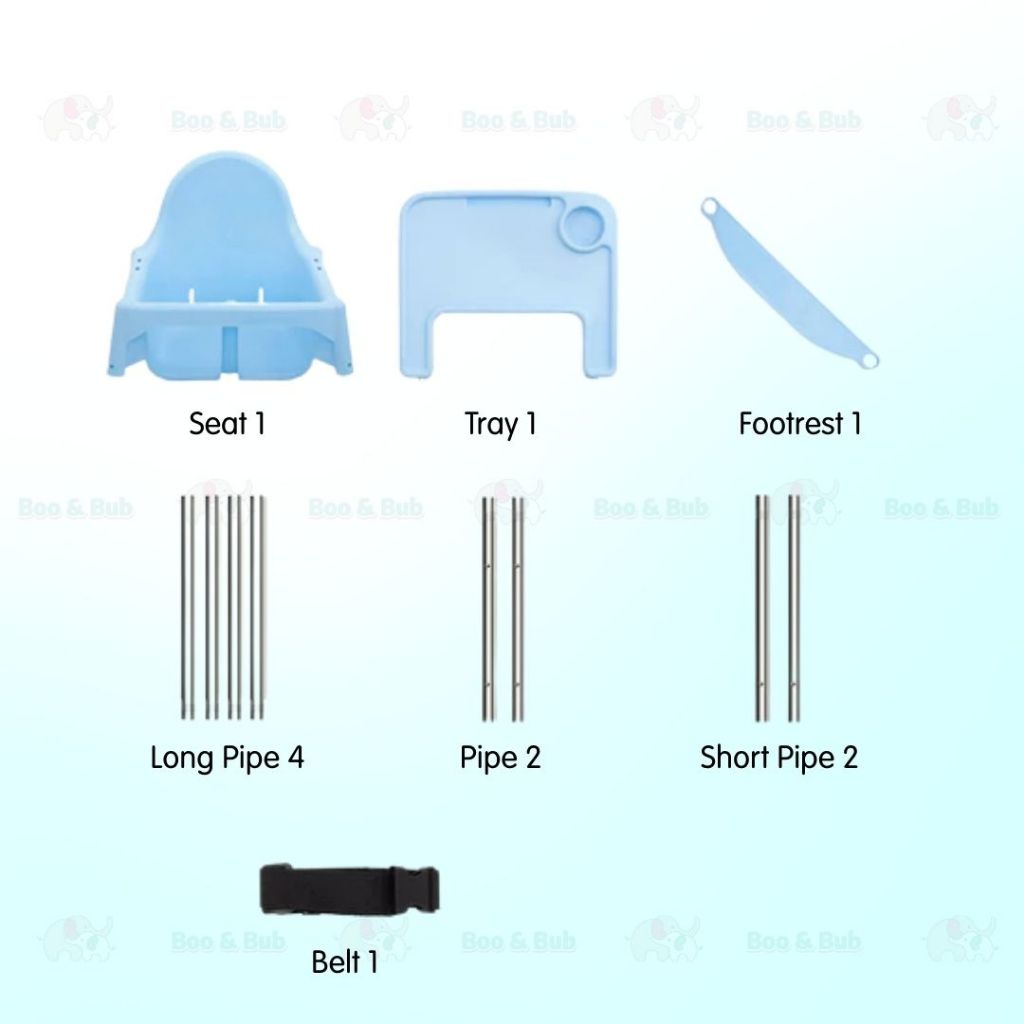 Boo&Bub 2 in 1 Baby Chair Height Adjustable Infant Baby High Chair With Safety Belt Cushion Baby Chair Dining Kerusi - Boo & Bub