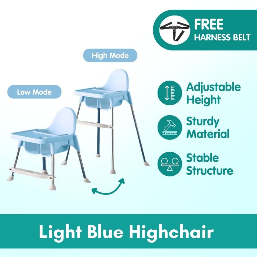 Boo&Bub 2 in 1 Baby Chair Height Adjustable Infant Baby High Chair With Safety Belt Cushion Baby Chair Dining Kerusi - Boo & Bub